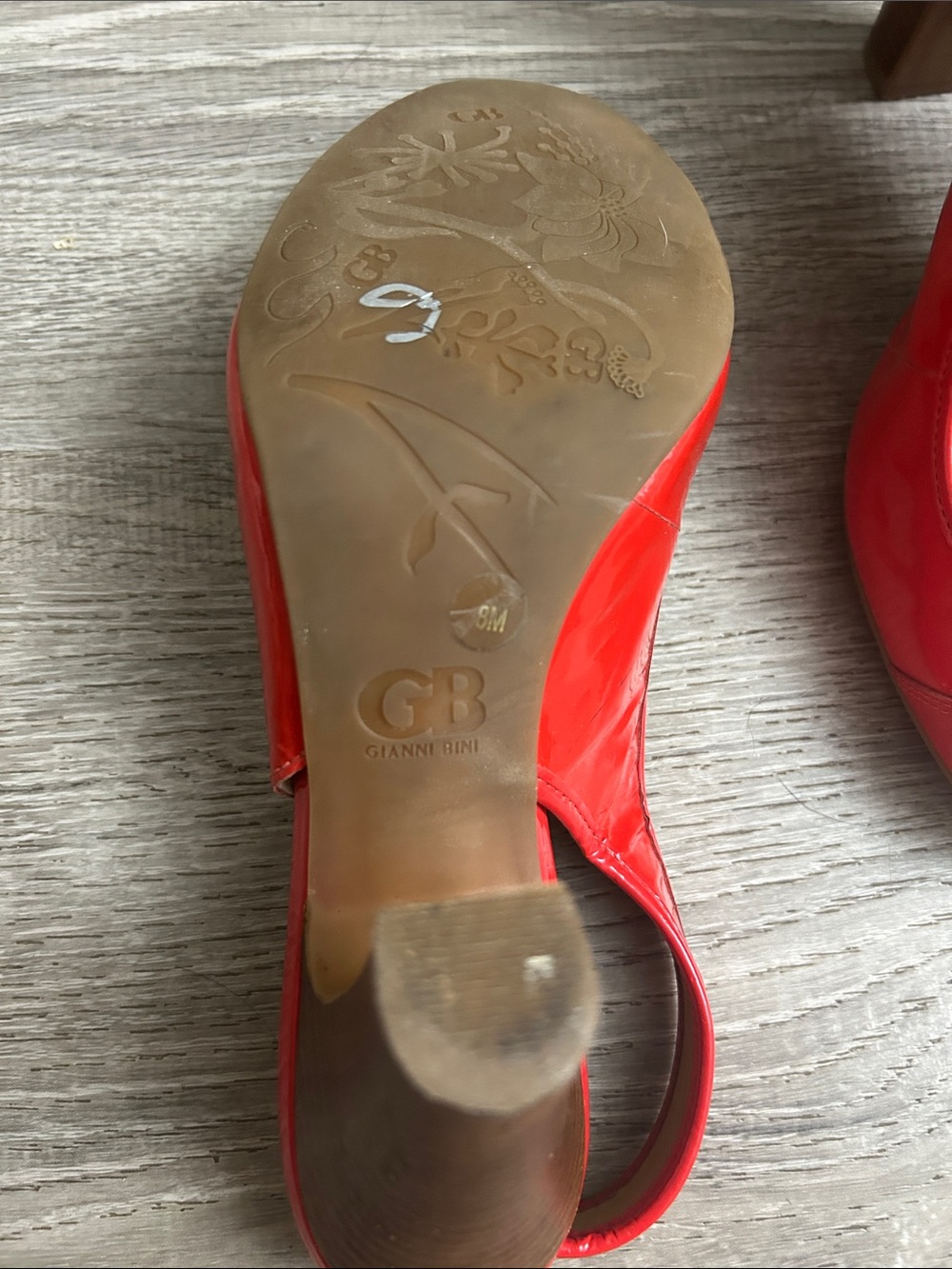 Gianni Bini Red Patent Slingback Heels with Buckle Accent - Picture 5 of 5